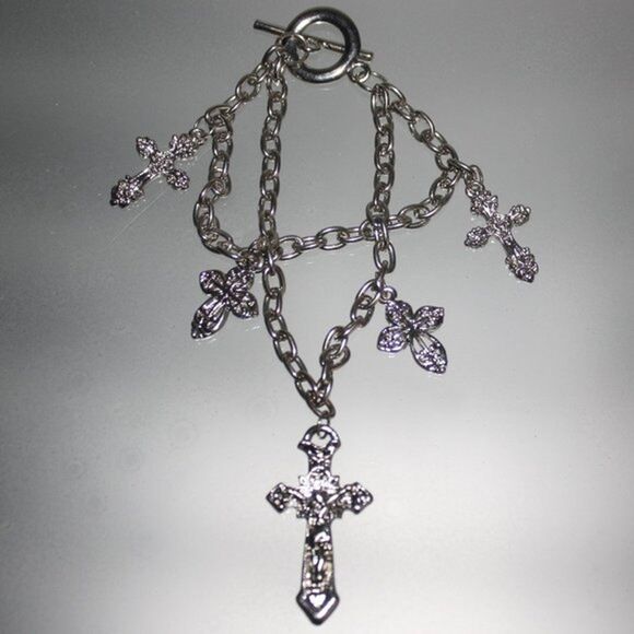 Silver Cross Bracelet Women's Fashion Jewelry Boho Faith Religion New - Picture 3 of 3